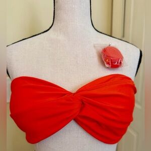 NWT Xhilaration Vibrant Red Twist Bandeau Bikini Top, Sz L